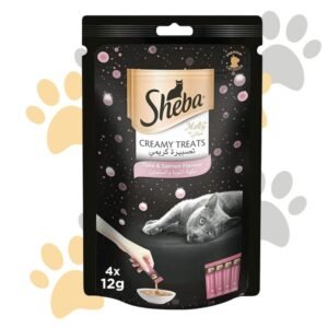 sheba Mixed creamy salmon tuna شيبا مكافآت كريمية للقطط بنكهة السلمون والتونا | قابلة للعق (4 * 12 جم)