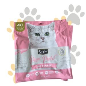 كيت كات بيوريه تونة وسلمون عبوة اقتصادية (40 كيس) | Kit Cat Purr Puree Tuna & Salmon Value Pack - مكافآت قطط كريمية للترطيب وصحة الفرو في مصر
