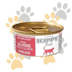 كيبي باتيه غني بالسلمون للقطط المعقمة | Kippy Paté Rich in Salmon Sterilised - طعام قطط رطب كامل صنع في إيطاليا، غني بالأوميغا