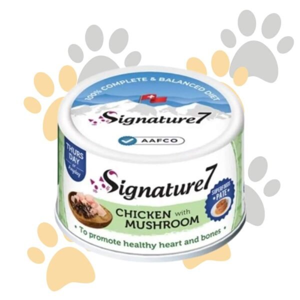 سجنتشر 7 باتيه الدجاج بالفطر لصحة القلب والعظام | Signature7 Pate Can Chicken with Mushroom - طعام قطط رطب، يدعم صحة القلب والعظام في مصر