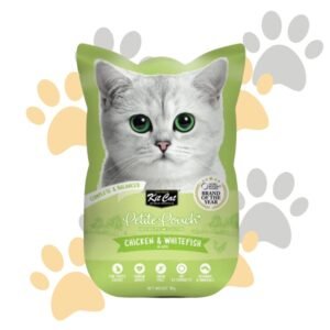 كيت كات بيتيت باوتش دجاج وسمك أبيض في الأسبك | Kit Cat Petite Pouch Chicken & Whitefish in Aspic - طعام قطط رطب كامل، خالي من الحبوب للقطط الانتقائية