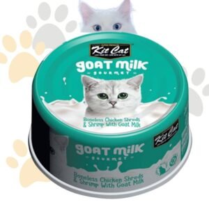 كيت كات جورميه بحليب الماعز - قطع دجاج وجمبري | Kit Cat Goat Milk Gourmet - Boneless Chicken Shreds & Shrimp - أكل قطط بحليب الماعز والجمبري، سهل الهضم وخالي من الحبوب في مصر