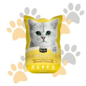كيت كات بيتيت باوتش دجاج وسلمون في الأسبك | Kit Cat Petite Pouch Chicken & Salmon in Aspic - طعام قطط رطب كامل، خالي من الحبوب للقطط الانتقائية
