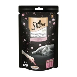 شيبا مكافآت كريمية للقطط بنكهة السلمون والتونا | قابلة للعق