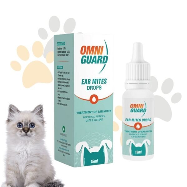 أومني جارد قطرة لعلاج عث الأذن للقطط والكلاب | Omni Guard Ear Mites Drops (15ml) - علاج فعال لعث الأذن في مصر