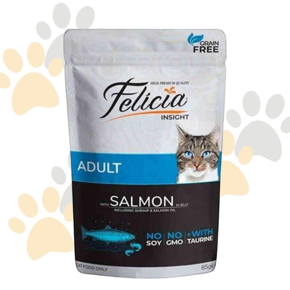 فيليشيا طعام رطب للقطط البالغة بالسلمون في الجيلي | Felicia Insight Adult Salmon in Jelly - أكل قطط بالسلمون والجمبري خالي من الحبوب في مصر فيليشيا طعام رطب للقطط البالغة بالسلمون في الجيلي | Felicia Insight Adult Salmon in Jelly - أكل قطط بالسلمون والجمبري خالي من الحبوب في مصر