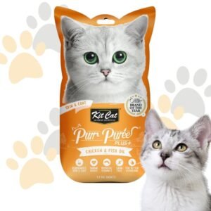 كيت كات بيوريه بلس+ للعناية بالجلد والفرو بالدجاج وزيت السمك | Kit Cat Purr Puree Plus+ Skin & Coat Chicken & Fish Oil - مكافأة قطط كريمية لفرو صحي ولامع في مصر