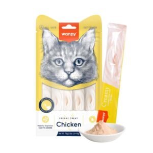 وانبي مكافأة كريمية بالدجاج (5 قطع) | Wanpy Creamy Treat - Chicken - مكافأة قطط بنكهة الدجاج الكلاسيكية، سهلة الهضم في مصر