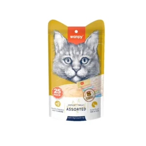 وانبي مكافآت كريمية متنوعة (25 قطعة) | Wanpy Creamy Treat Assorted (25 Pack) - أكل قطط رطب بنكهات متعددة، طعام قطط صحي في مصر