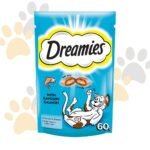 Dreamiesدريميز مكافآت القطط بالسلمون الشهي | Dreamies Cat Treats - Scrumptious Salmon - مقرمشات قطط محشوة، سناك سلمون قليل السعرات في مصر