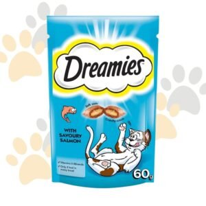 Dreamiesدريميز مكافآت القطط بالسلمون الشهي | Dreamies Cat Treats - Scrumptious Salmon - مقرمشات قطط محشوة، سناك سلمون قليل السعرات في مصر