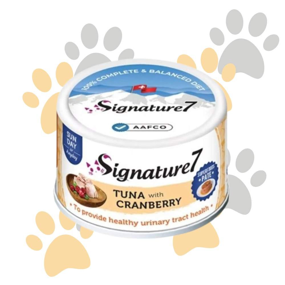 6 سجنتشر 7 باتيه التونة بالتوت البري لصحة المسالك البولية | Signature7 Pate Can Tuna with Cranberry - طعام قطط رطب للعناية البولية في مصر