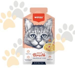 وانبي مرقة اللحم بالسلمون والتونة | Wanpy Meat Broth - Salmon & Tuna - طعام قطط رطب، شوربة قطط صحية، غني بالرطوبة