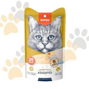 وانبي مكافآت كريمية متنوعة (25 قطعة) | Wanpy Creamy Treat Assorted (25 Pack) - أكل قطط رطب بنكهات متعددة، طعام قطط صحي في مصر