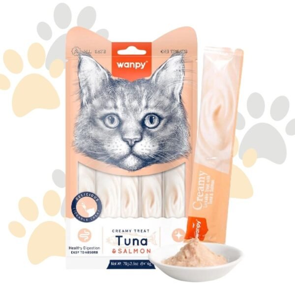 وانبي مكافأة كريمية بالتونة والسلمون (5 قطع) | Wanpy Creamy Treat - Tuna & Salmon - مكافآت قطط صحية، سهلة الهضم في مصر