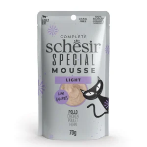 شيزر سبيشل موس لايت بالدجاج للقطط البالغة | Schesir Special Mousse Light Chicken Adult Cat - طعام قطط رطب قليل السعرات، خالي من الحبوب