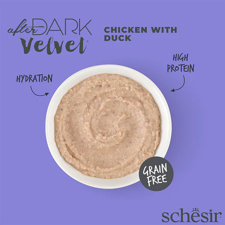 شيزر أفتر دارك فيلفت موس بالدجاج والبط | Schesir After Dark Velvet Mousse Chicken with Duck - طعام قطط رطب فاخر، غني بالأعضاء، خالي من الحبوب